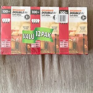 Sylvania Double Life Soft White Light Bulbs 3 Packs 12 Bulbs Total